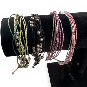 Pura Vida Bracelet Set Women OS Multicolor Excellent Boho Beaded Cord 4pc Bundle